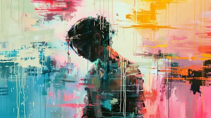 Abstract Portrait with Colorful Brushstrokes