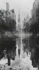 Rainy Day Reflection in the City