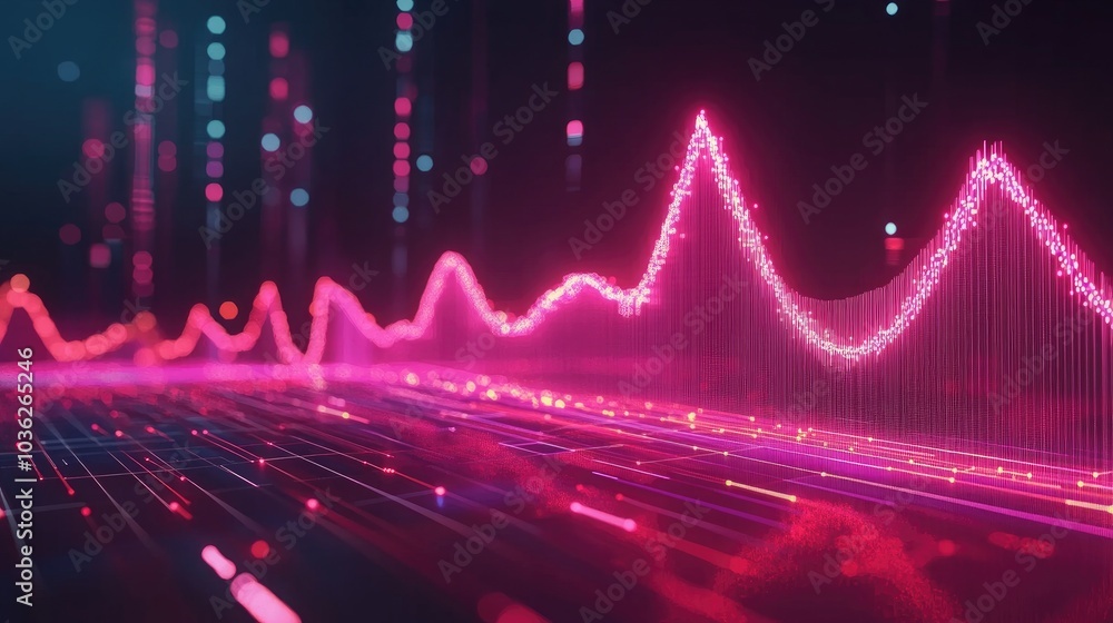 Aufkleber vibrant data visualization with glowing waves and lines