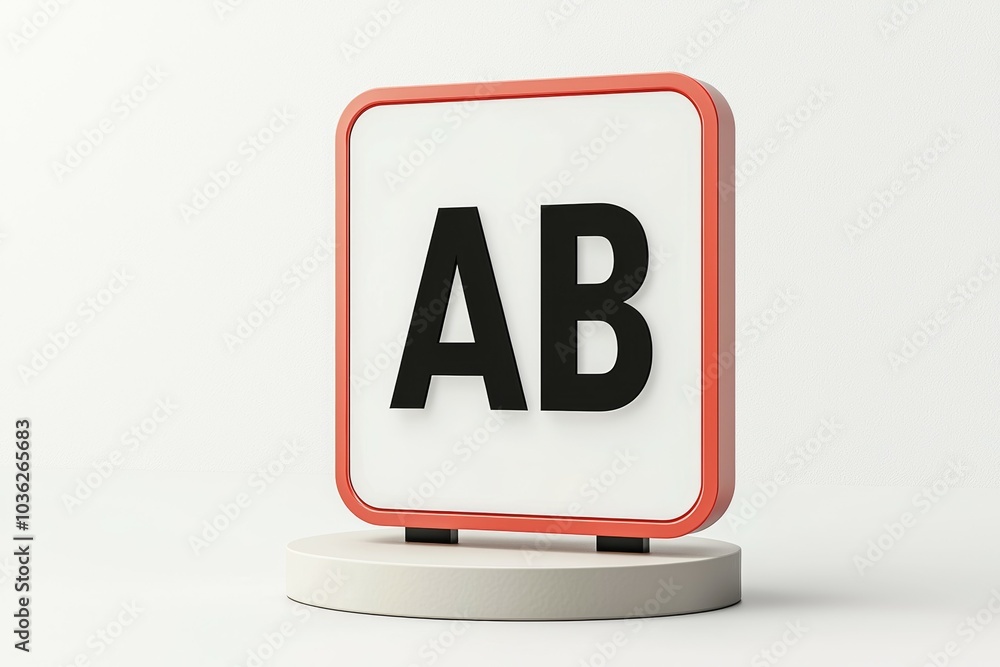 Poster a stylishly designed sign displaying the letters ab in a modern display setting with a clean backgro