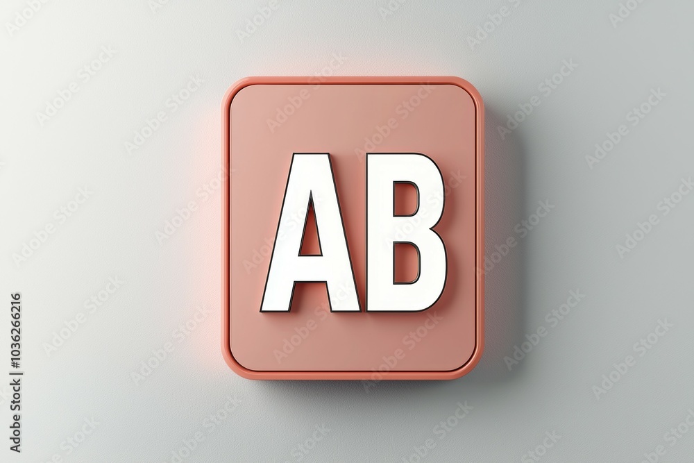 Poster red and white abstract letter representation with a soft background in a minimalistic style