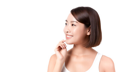 Naklejka premium 白い歯 若い日本人女性