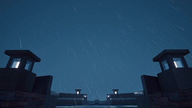 rain aesthetic on city 3d render 4k 120fps