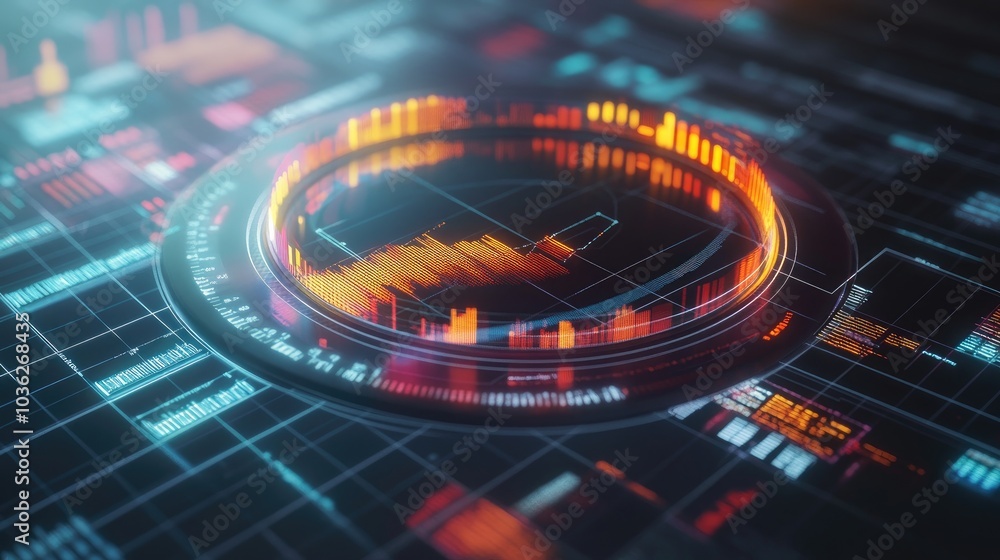 Poster abstract digital data visualization with vibrant colors