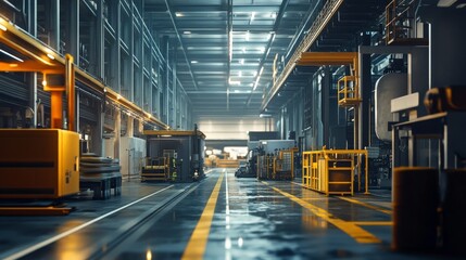 Fototapeta premium A factory floor upgraded with emissions-reducing technology