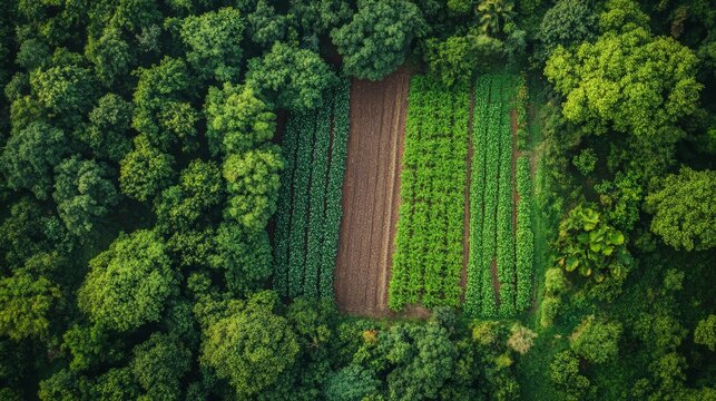 A farm using agroforestry techniques to capture carbon and improve crop yields sustainably