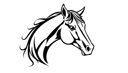 Fototapeta premium A stylized black and white illustration of a horse's head.