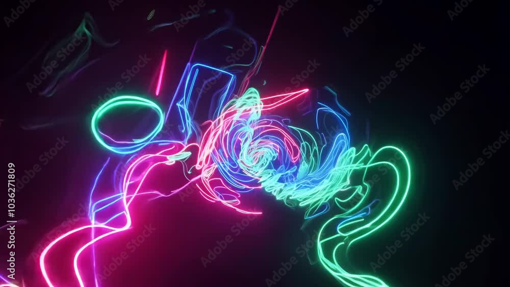 Poster neon lights forming random patterns video