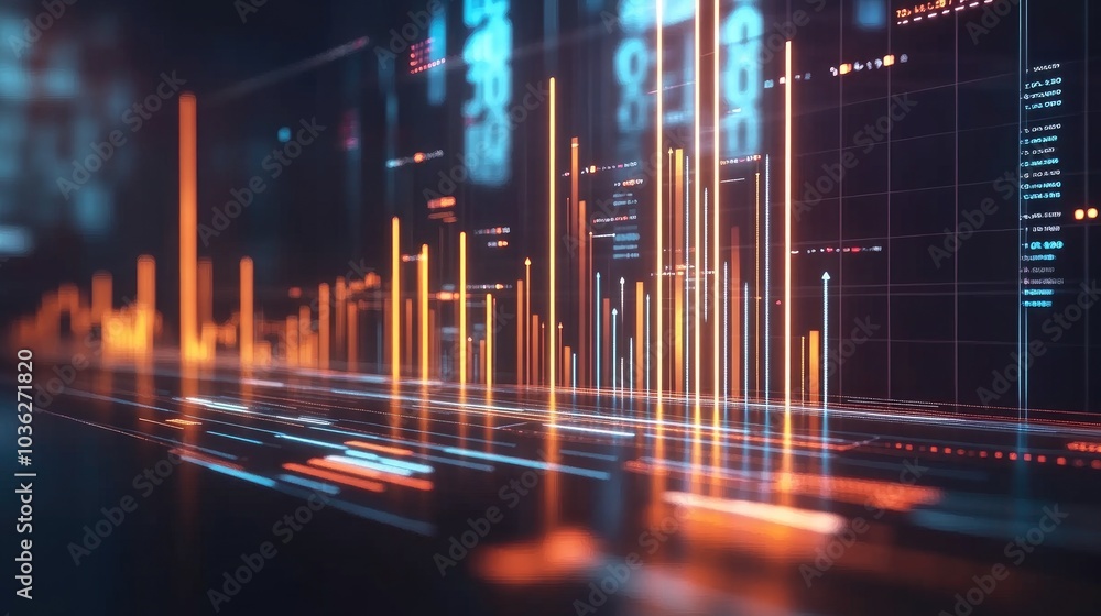 Poster Abstract Data Visualization with Colorful Bars and Lines