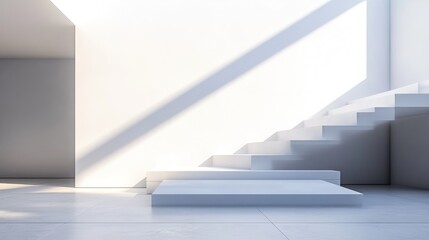 Fototapeta premium Minimalist White Staircase in a Modern Room