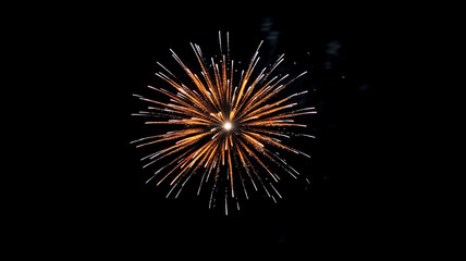 Bright fireworks illuminate the night sky during a New Year&rsquo;s Eve celebration in the city