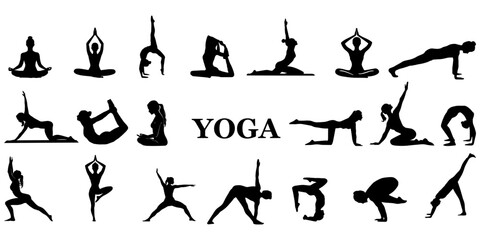 vector yoga silhouettes set
clipart, lifestyle icons