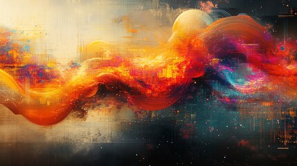 Abstract colorful waves in vibrant hues on a smooth background