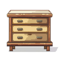Wooden Three-Drawer Chest - Pixel Art Furniture