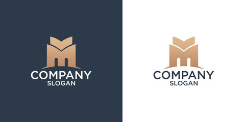 letter m abstract geometry logo design vector