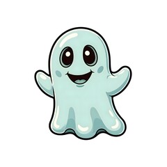 Fototapeta premium Adorable Cartoon Ghost with Big Eyes and Charming Smile