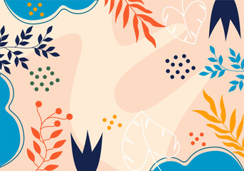 Spring and summer Background arrangements with small flower. Botanical illustration minimal style.