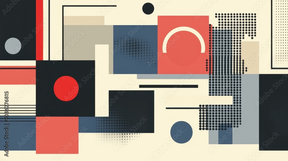 Poster discover a vibrant abstract design that fuses playful shapes and textures within a unique blend of m