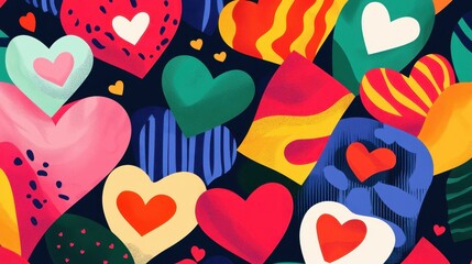 Fototapeta premium Discover a vibrant collection of flat design patterns perfect for Valentines Day cards and posters to share your love.