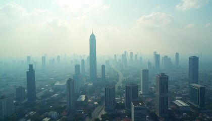 Fototapeta premium Elevated view of a bustling city skyline