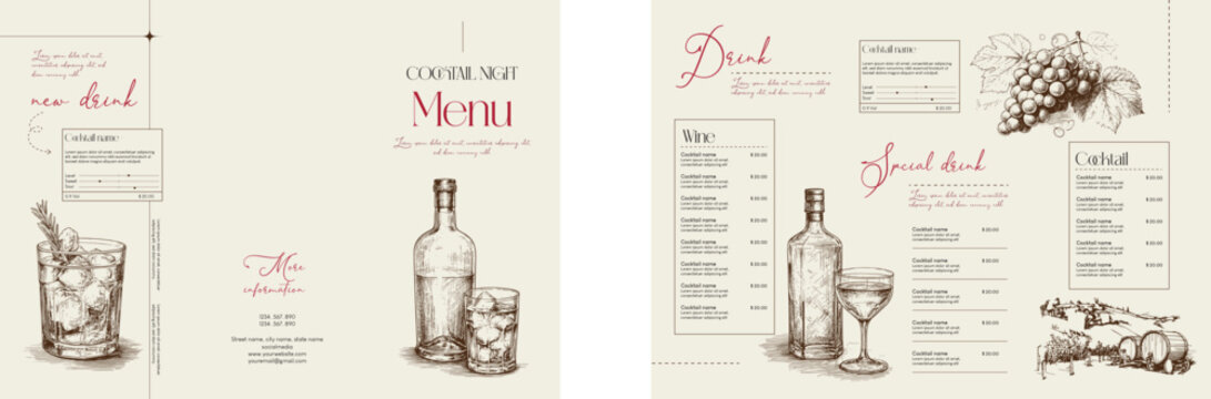Cocktail Menu Trifold Brochure