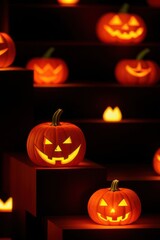 Fototapeta premium halloween jack o lantern with pumpkins