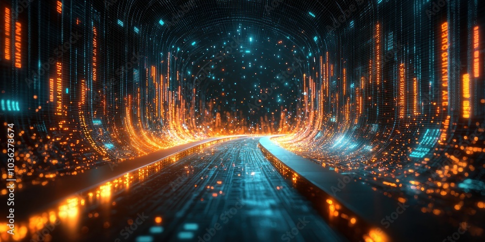 Poster Abstract Digital Tunnel with a Path Leading into a Wall of Data and Code