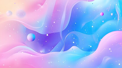 Abstract colorful design with flowing shapes and celestial elements.