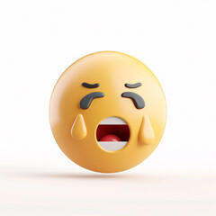 Crying emoji face illustration with expressive features and vibrant colors