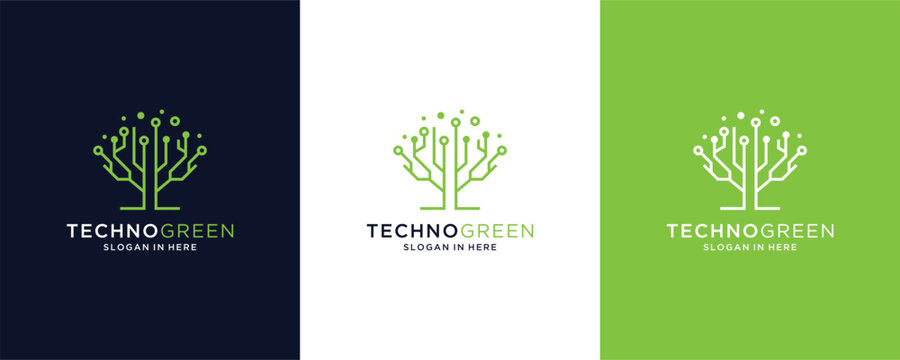 Technology tree electrical circuit digital Technology logo design vector icon illustration