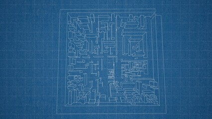 Technical drawing on a gradient background.Mechanical Engineering drawing
