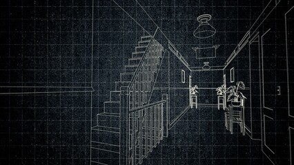 Technical drawing on a gradient background.Mechanical Engineering drawing
