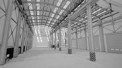 grayscale city and town 3d render