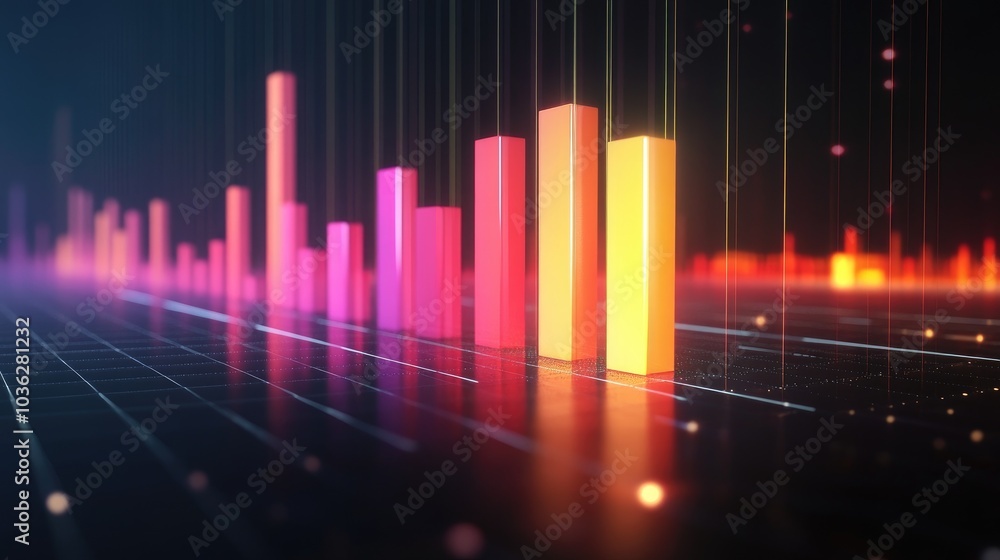 Poster colorful data visualization with dynamic bar graphs