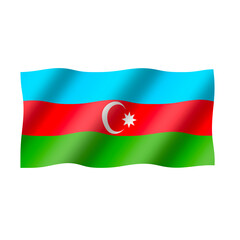 Naklejka premium Teh national flag of azerbaijan is flying beautifully