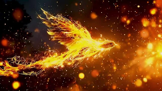 a phoenix rising from the ashes