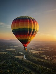 Naklejka premium hot air balloon over region country