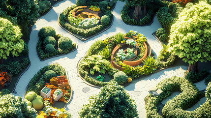 Sparse ogre community gardens flat design top view giant greenthumbs theme 3d render triadic color scheme. Giant Ogre. Illustration