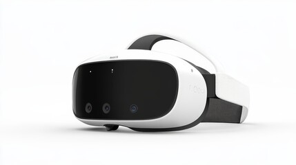 A virtual reality (VR) headset designed with accessibility in mind, featuring large buttons, voice navigation, and adjustable settings for users with vision impairments.