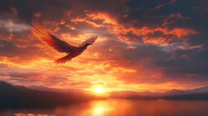 Fototapeta premium eagle at sunset
