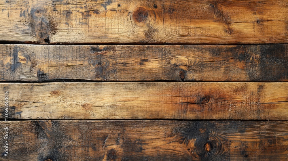 Poster the weathered wooden floor features rich brown hues and a textured surface, adding warmth and charac