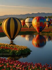 Fototapeta premium hot air balloon over the river