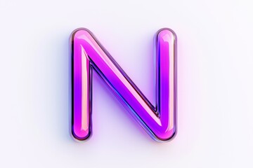 Vibrant pink letter N with glossy finish on a clean white background, showcasing modern design aesthetics