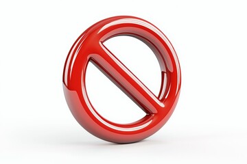 Obraz premium Bright red prohibition symbol stands prominently against a white background, conveying a clear message of restriction