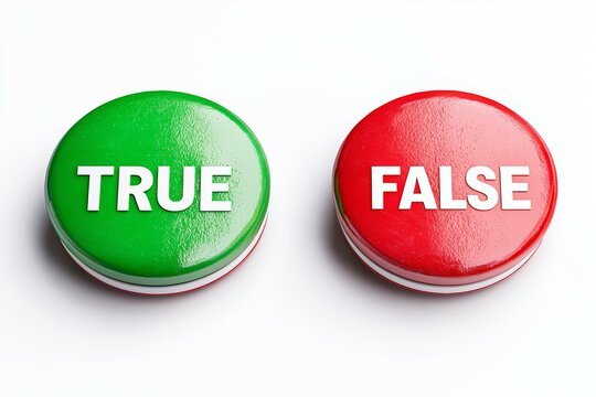 Green and red buttons labeled True and False used for quizzes or tests in a classroom setting