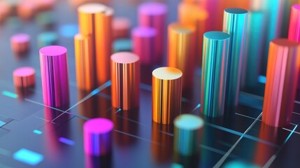 Fototapeta premium Colorful 3D Cylinders on Dark Background