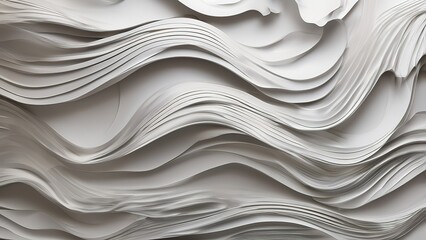 Abstract white waves create a textured, flowing wall design.