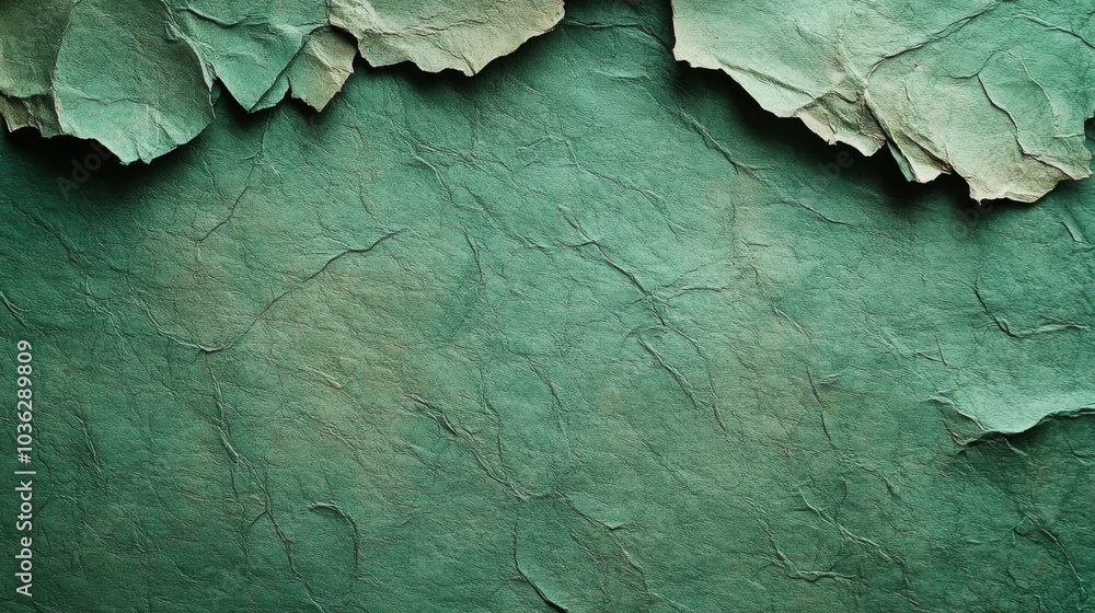 Leinwandbilder the artwork features textured green paper with uneven, torn edges, displaying layers that create a r