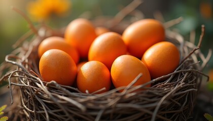  Nestled in natures embrace  A basket of fresh eggs