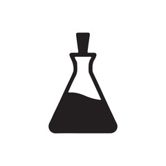 Black Glass science bottle icon vector art illustration on white background